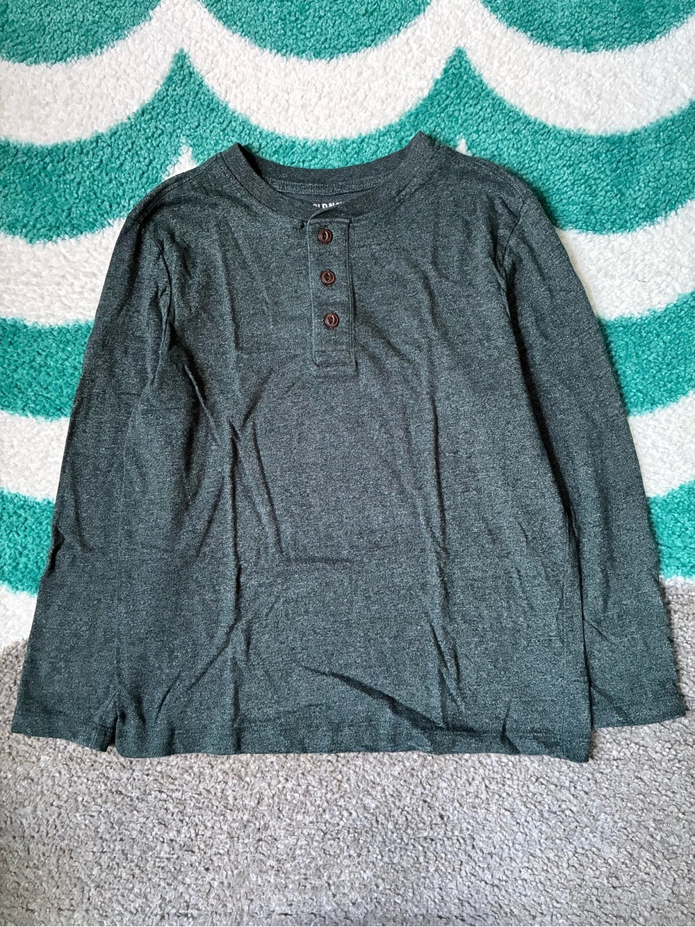 Old Navy Softest Long-Sleeve Henley T-Shirt (Forest Green) Size 8